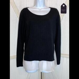 A.N.A A New Approach Womens Sweater Black Long Sleeve Size Medium Layer Look